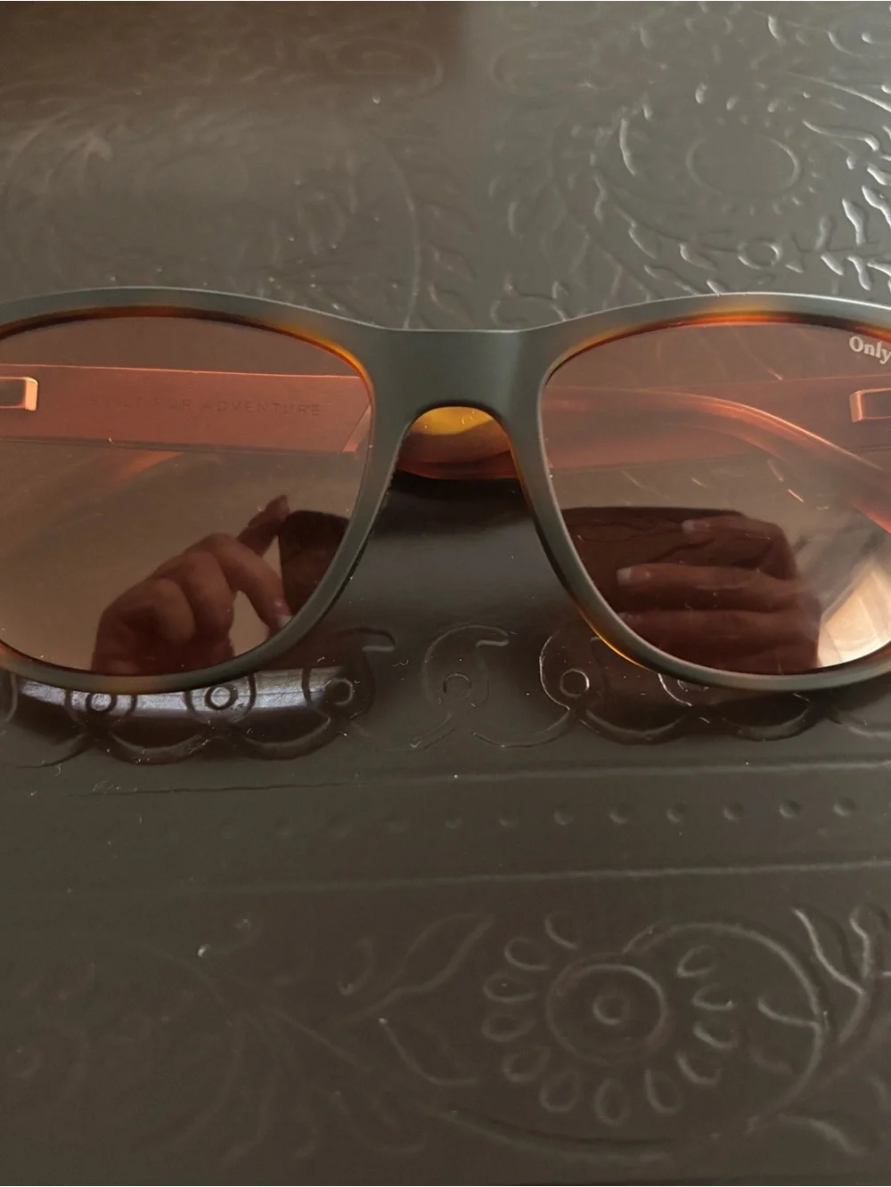 Men's Matte Brown Frame Sunglasses with Amber Red Lenses